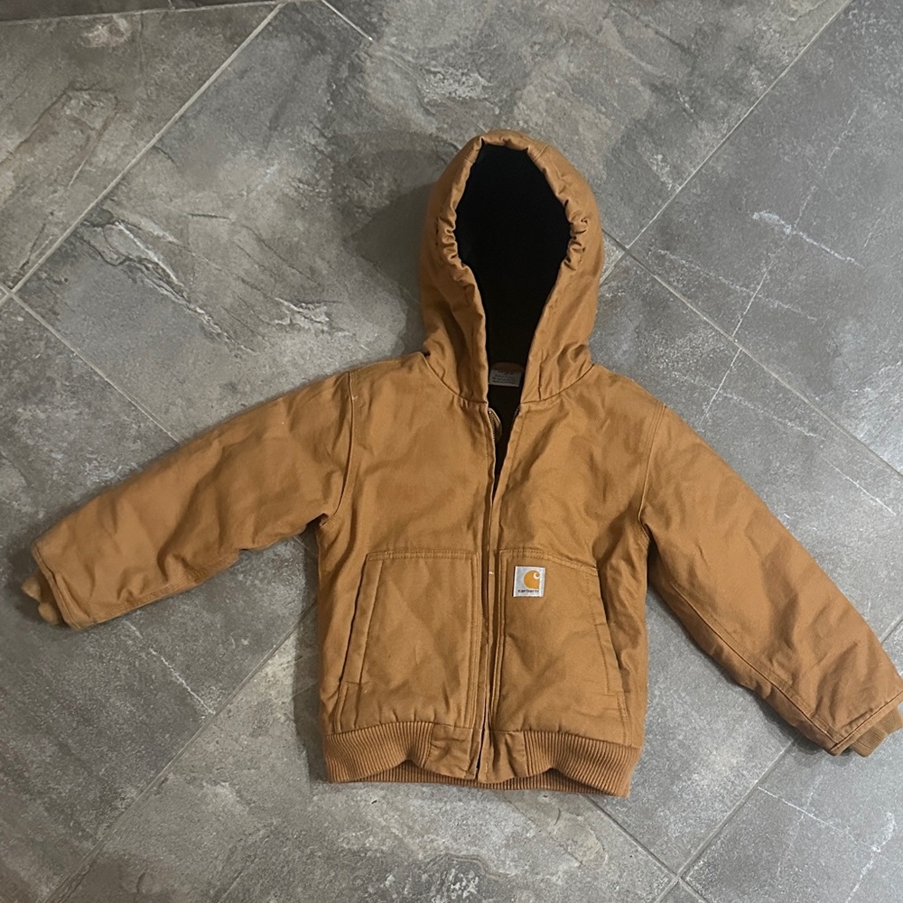 Carhartt Tan Hooded Jacket - quilted liner